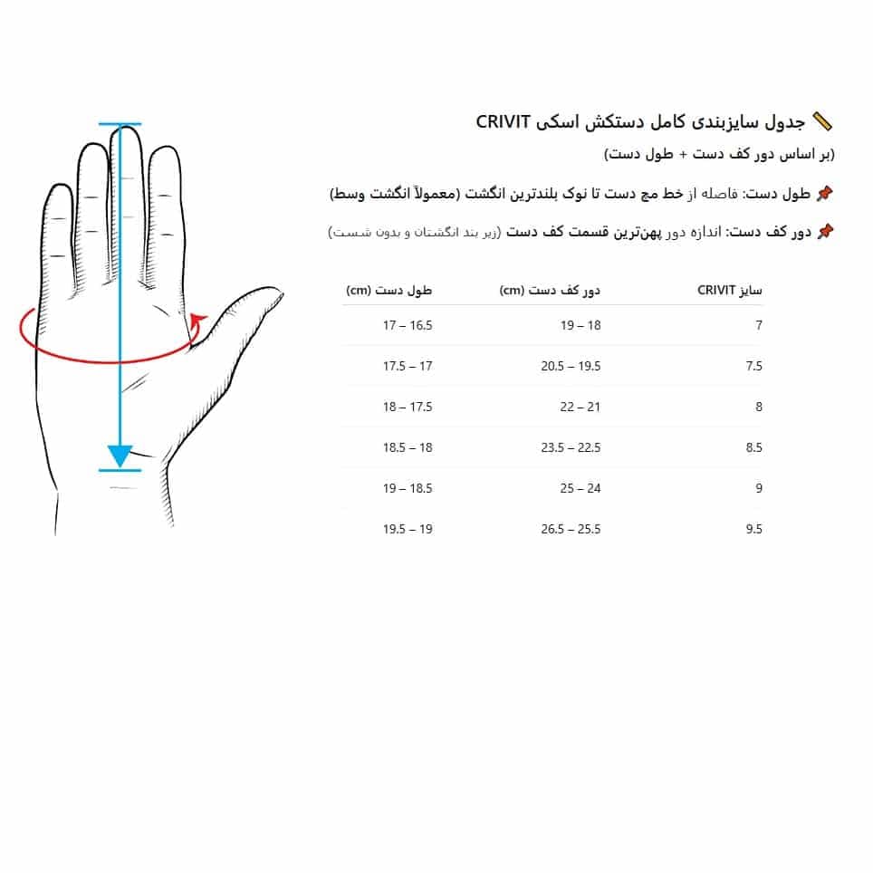 دستکش وینداستاپر مردانه اسکی و کوهنوردی با لایه پلار داخلی برند کریویت آلمان 457466 CRIVIT — تصویر ۵