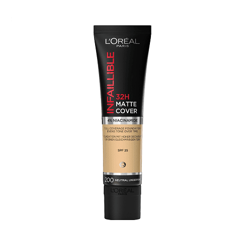 کرم پودر تیوبی لورال اینفیلیبل مدل MATTE COVER شماره 200 رنگ GOLDEN SAND
