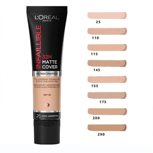 کرم پودر تیوبی لورال اینفیلیبل مدل MATTE COVER شماره 200 رنگ GOLDEN SAND — تصویر ۲