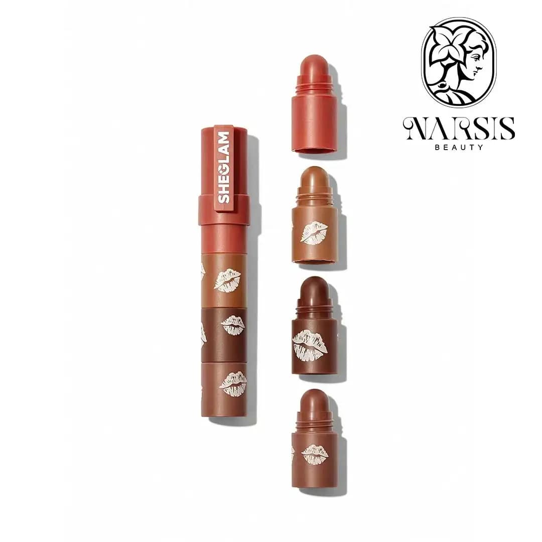 رژ لب 4 در یک شیگلم مدل MEGA LIP STICK رنگ BROWNIE STACK
