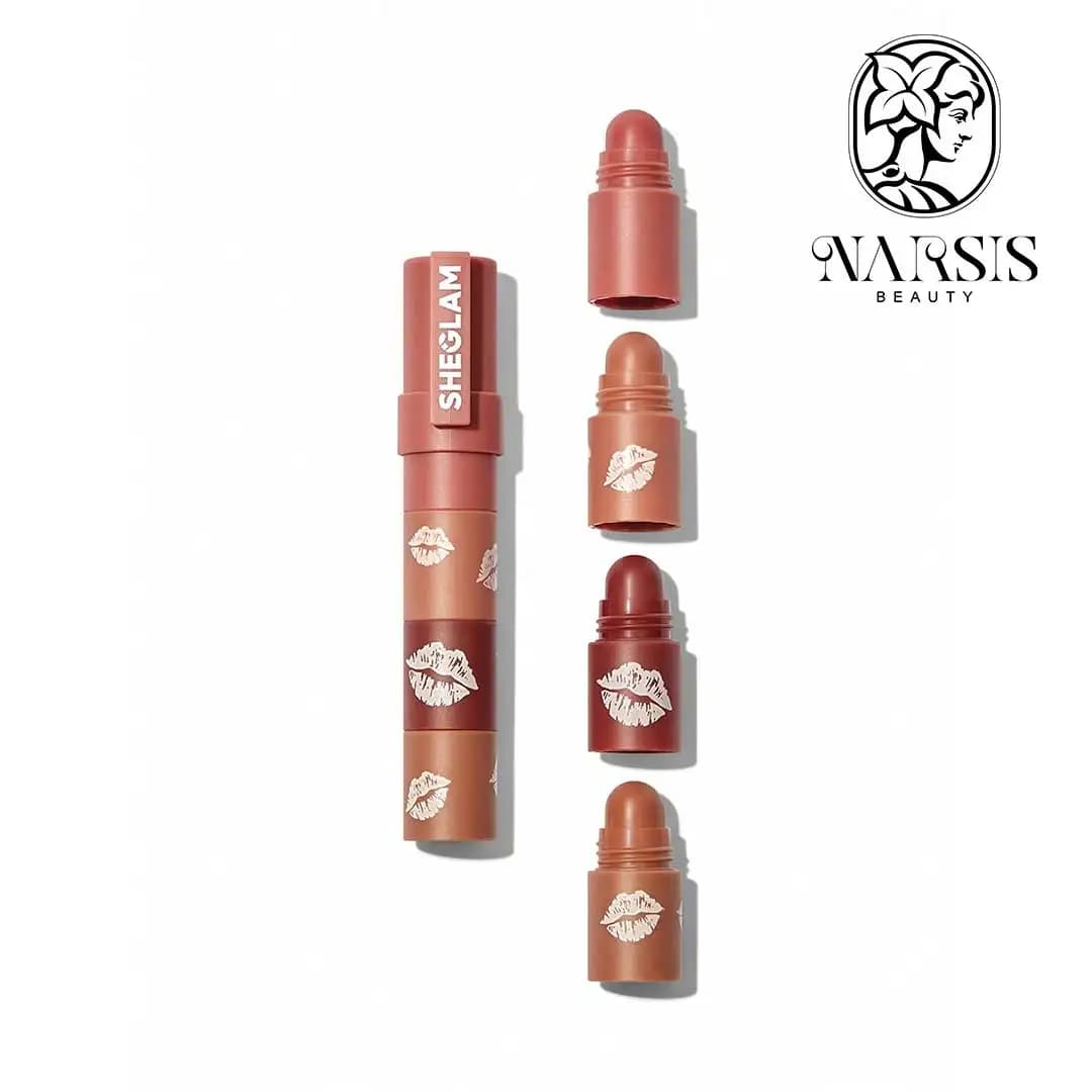 رژ لب 4 در یک شیگلم مدل MEGA LIP STICK رنگ BARE STACK NUDE