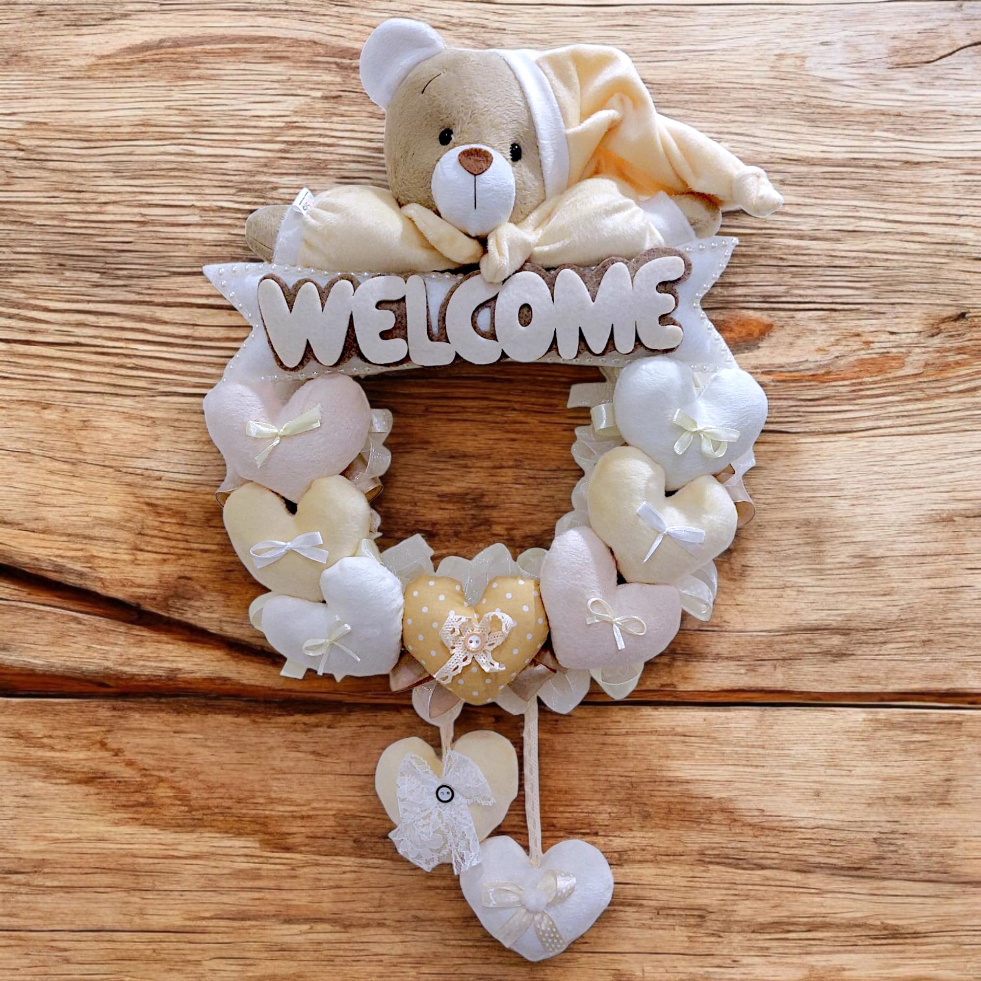 آویز تزئینی اتاق کودک طرح خرس نانان مدل Welcome کد W/Crm — تصویر ۵