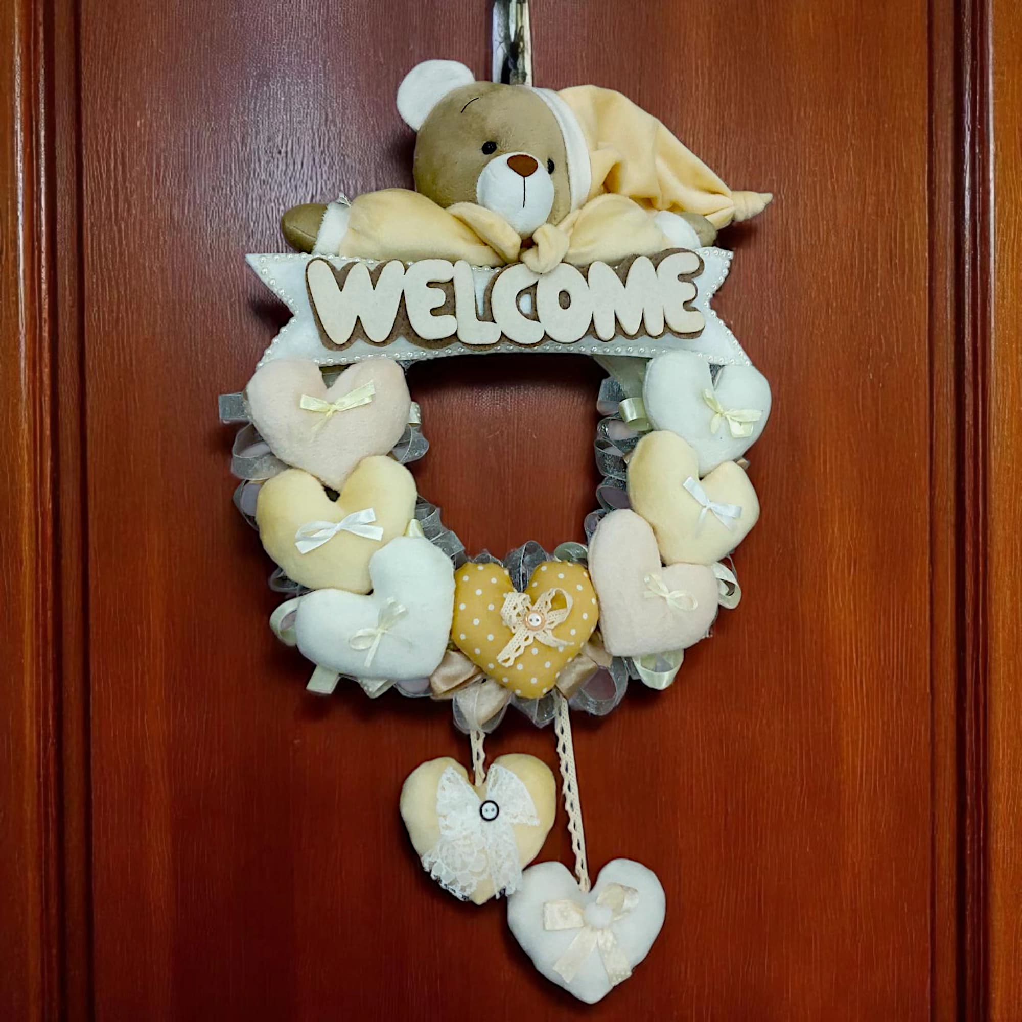 آویز تزئینی اتاق کودک طرح خرس نانان مدل Welcome کد W/Crm — تصویر ۶