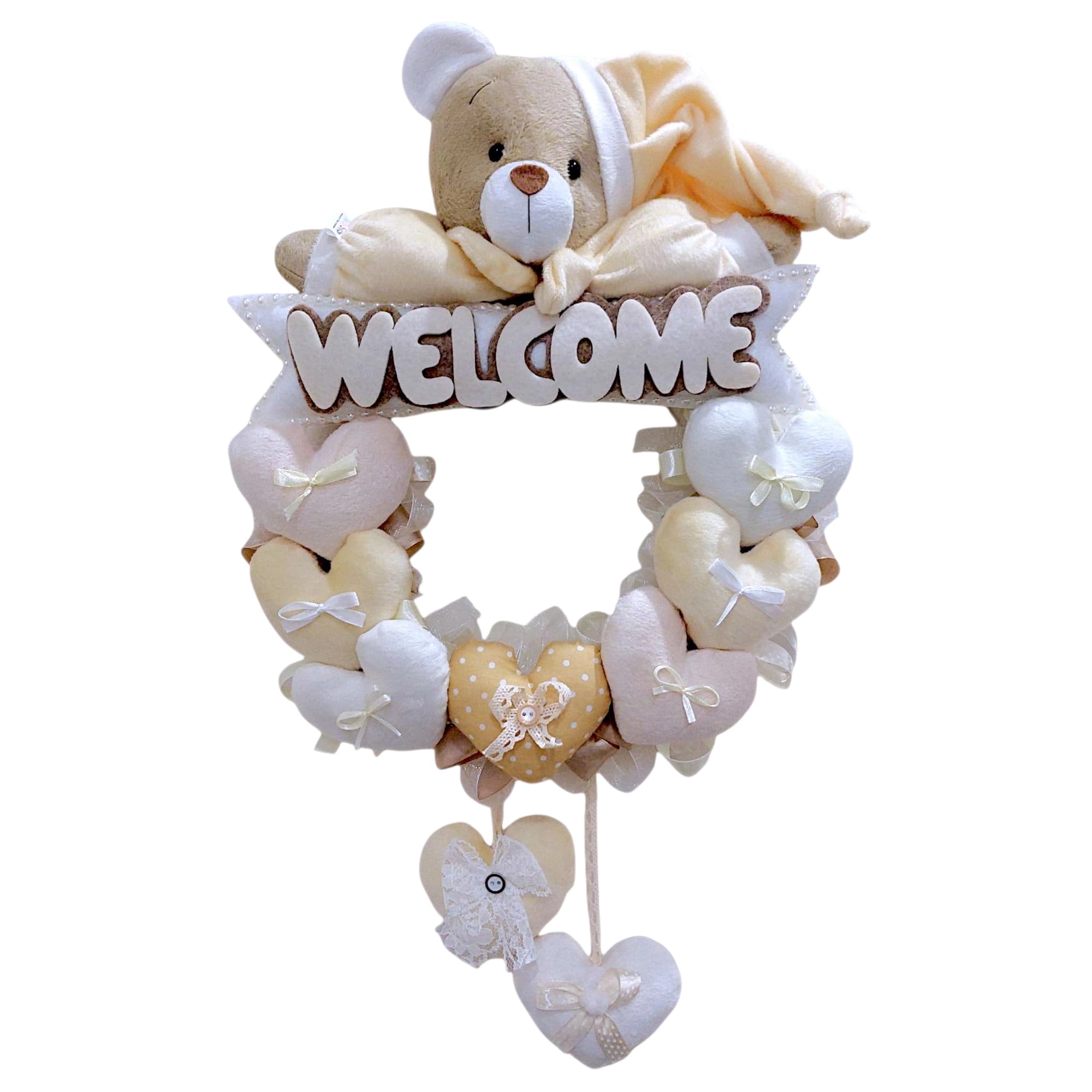 حلقه آویز تزئینی اتاق کودک طرح خرس نانان مدل Welcome — تصویر ۶