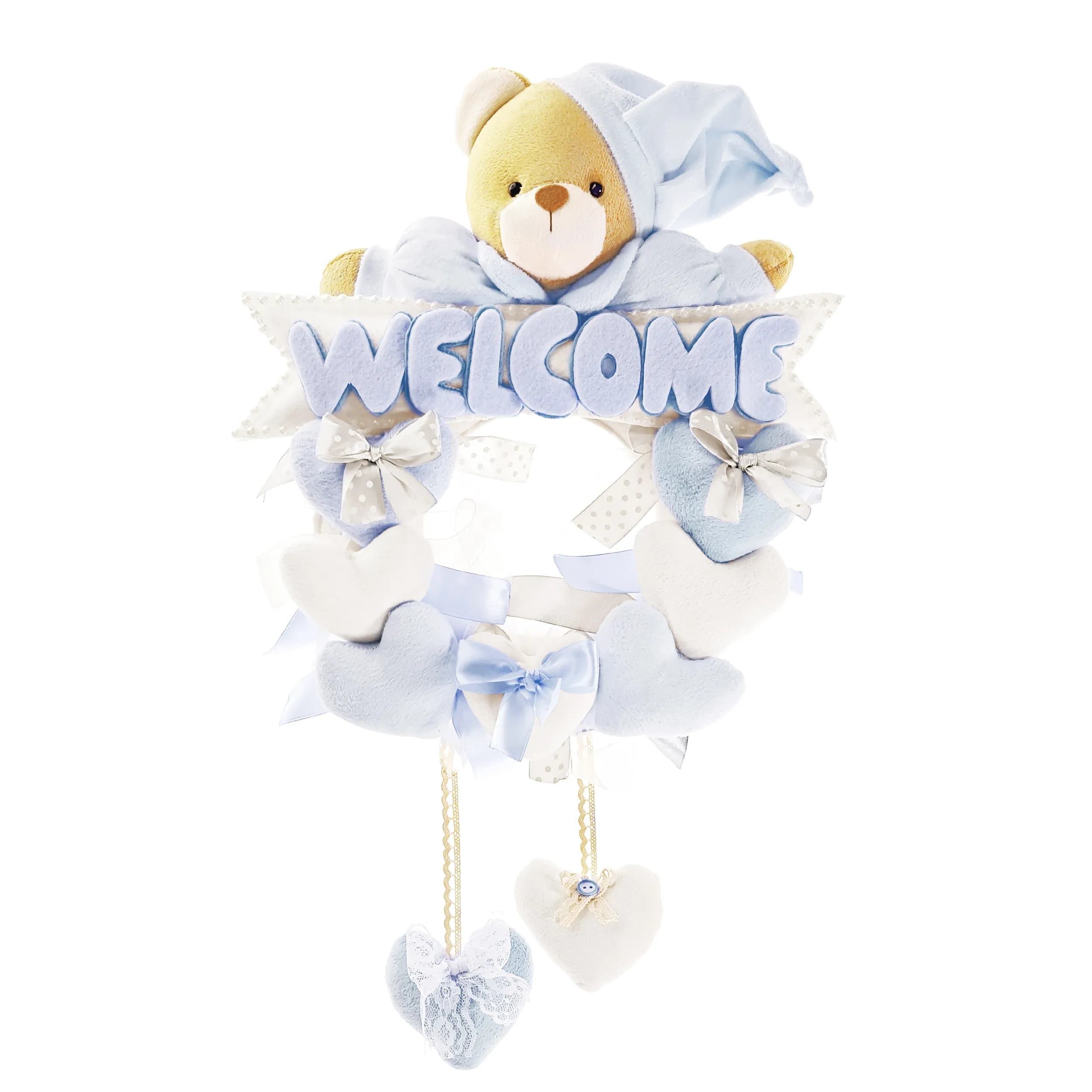 حلقه آویز تزئینی اتاق کودک طرح خرس نانان مدل Welcome