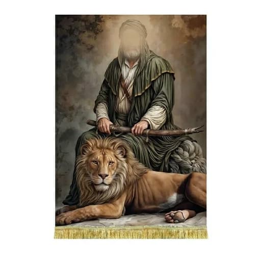 کتیبه مخمل نقاشی عمودی اسدالله علی(ع)