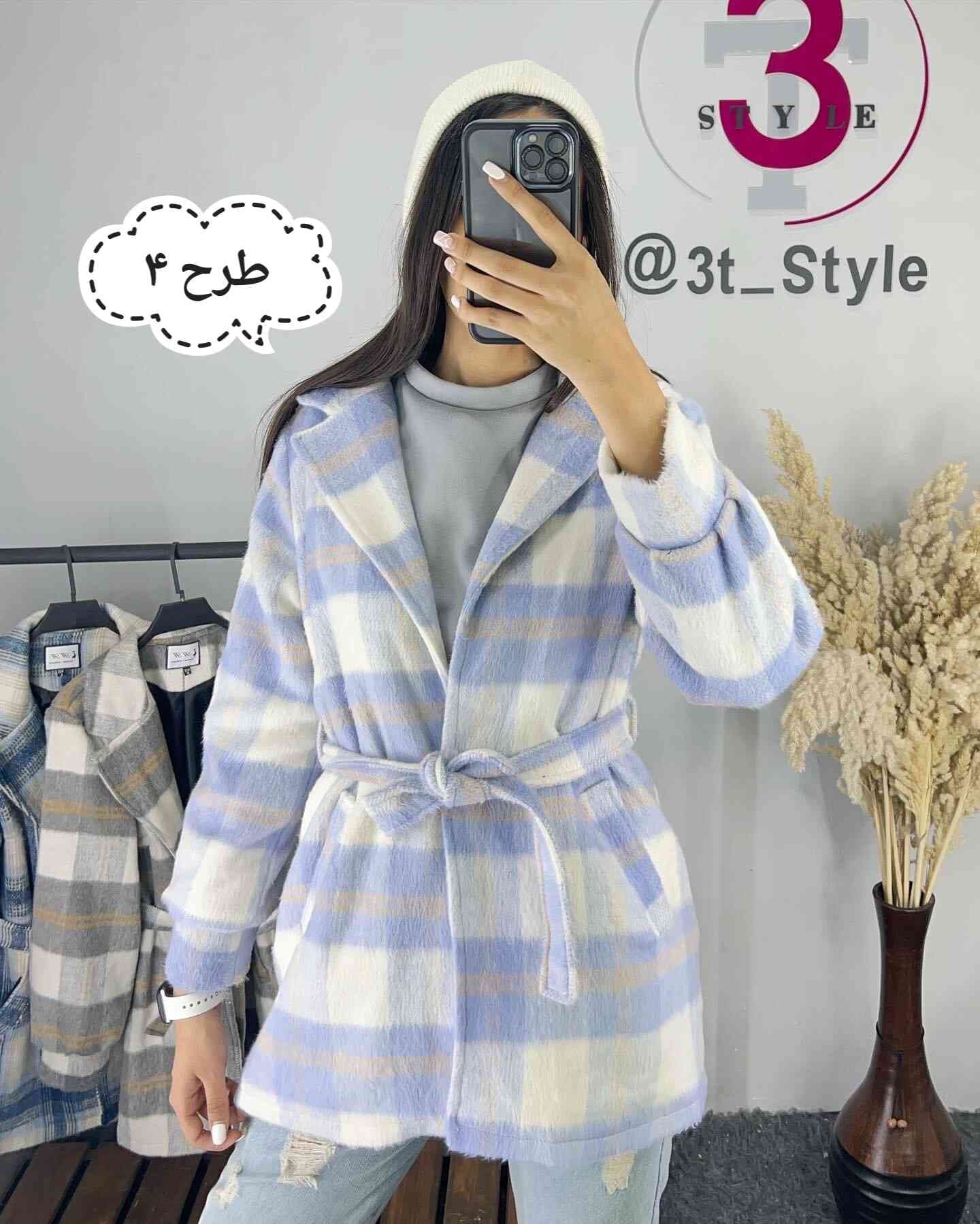 پالتو چهارخونه عروسکی آستین پفی کد 1360 — تصویر ۷