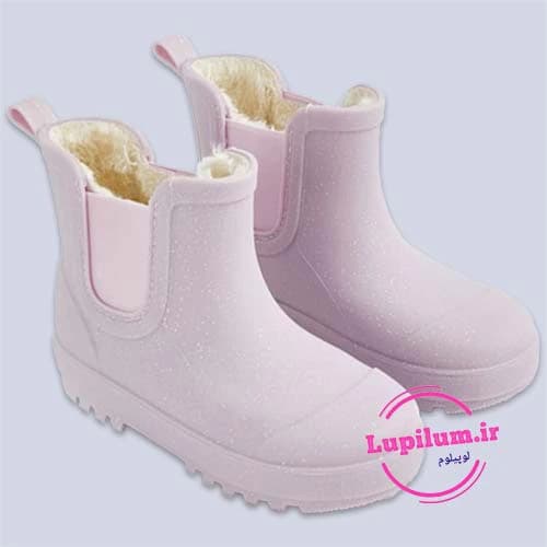رین بوت بچگانه صورتی خزدار