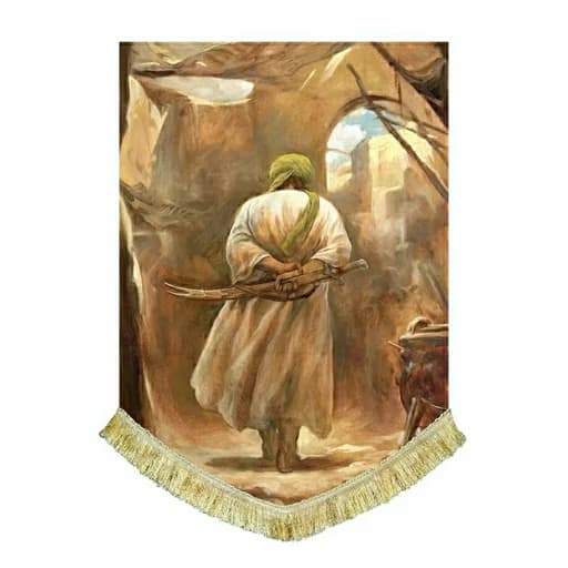 کتیبه مخمل نقاشی عمودی قدم زدن امیرالمومنین علی(ع)