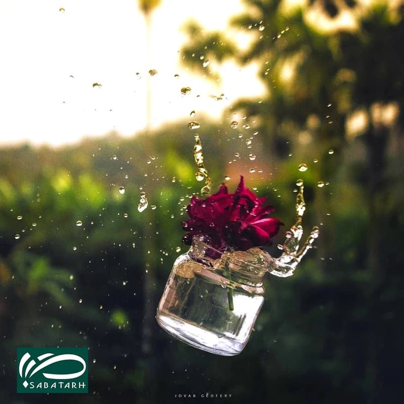 تابلو شاسی صبا طرح مدل گل رز و گلدان شیشه ای کد M217 — تصویر ۲