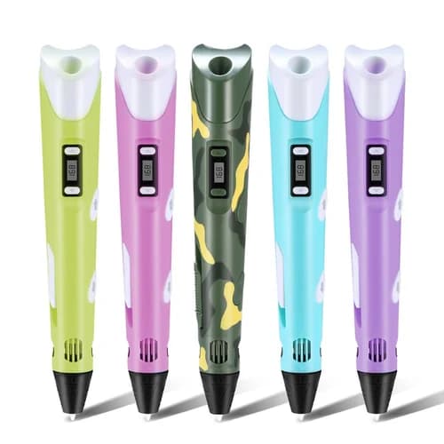 قلم طراحی سه بعدی مدل 3D pen-2 جعبه طلایی اصلی رنگ انتخابی خرید تک و عمده نوک فلزی با نمایشگر LED مخصوص فیلامنت PLA و ABS — تصویر ۳
