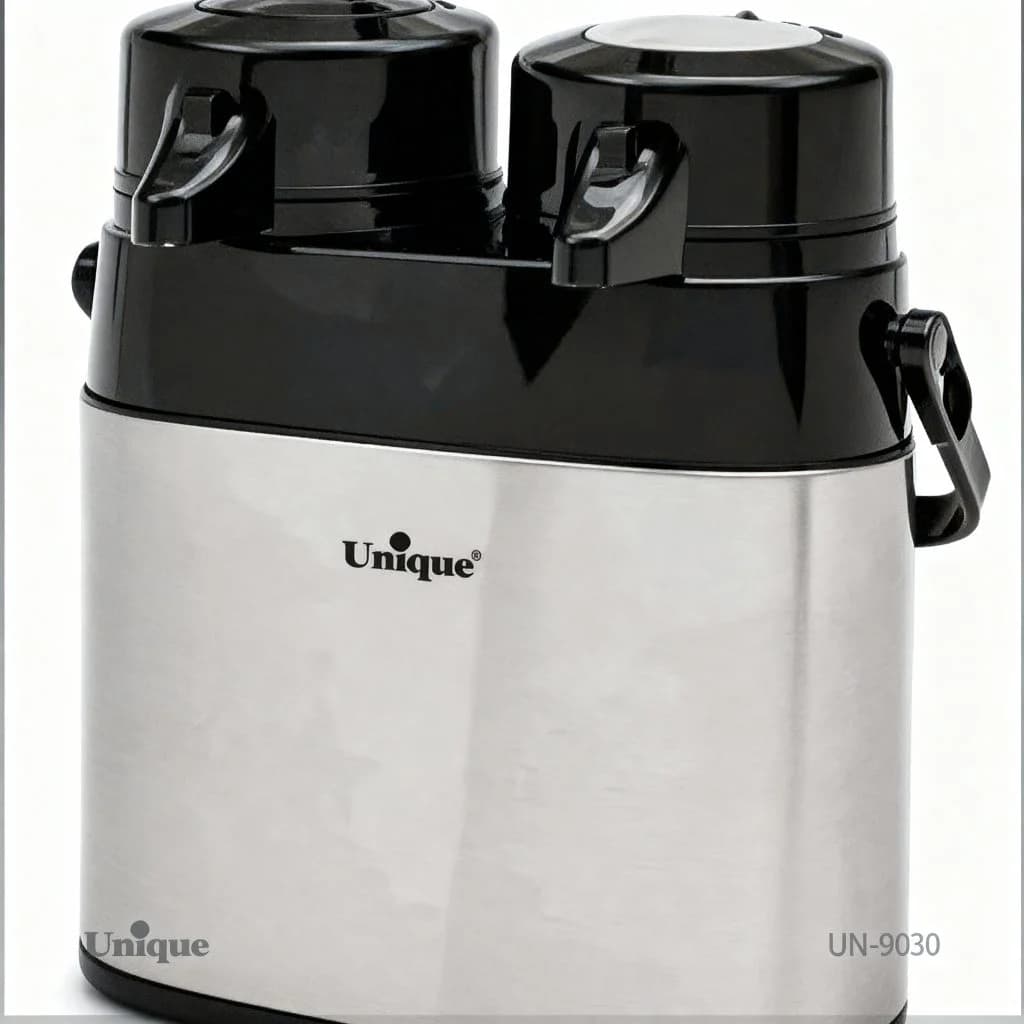 فلاسک دو قلو 1/3لیتر استیل شیشه دار یونیک کد UN-9030 — تصویر ۳