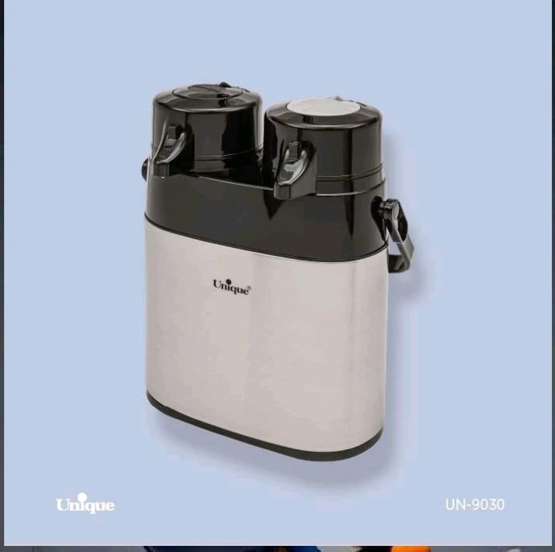 فلاسک دو قلو 1/3لیتر استیل شیشه دار یونیک کد UN-9030 — تصویر ۲