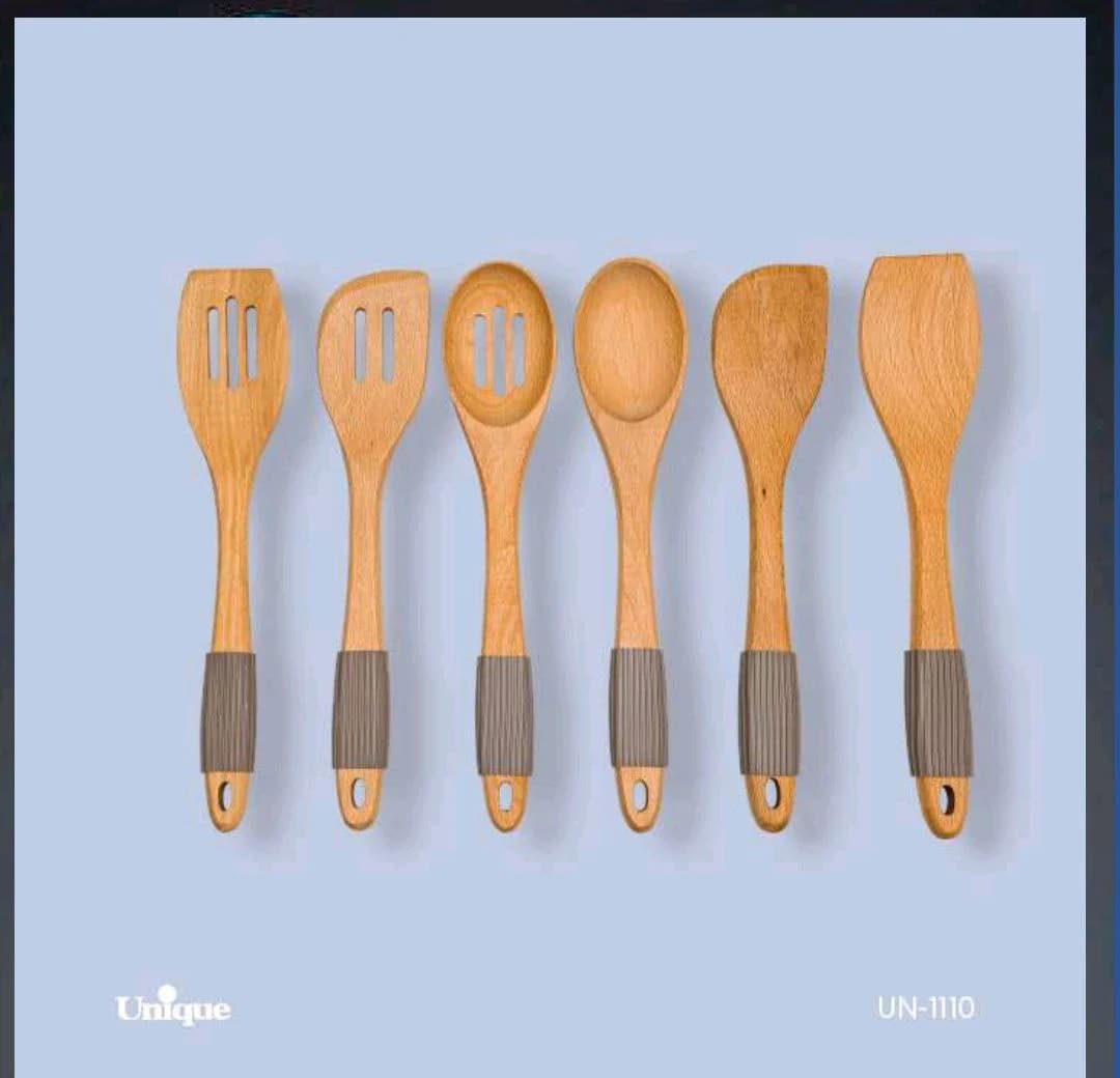 کفگیر و ملاقه تک چوبی دسته سیلیکون یونیک کد UN-1110