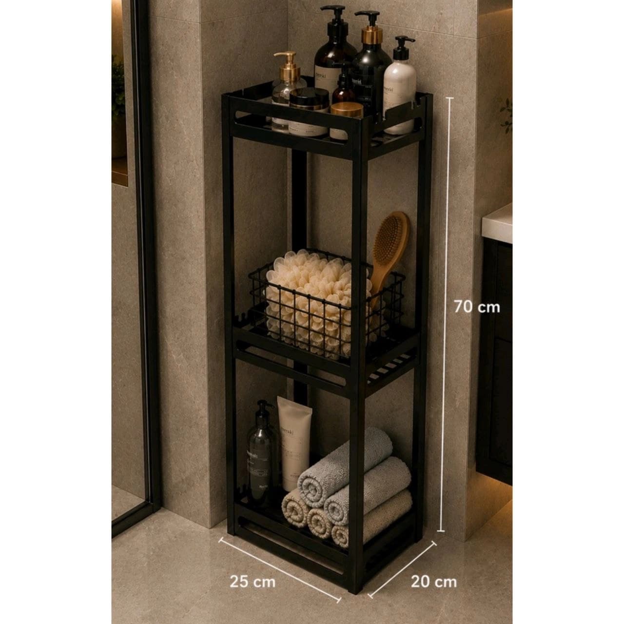 استند 3 طبقه فلزی پیک peak رنگ مشکی کوره ای کد A03
