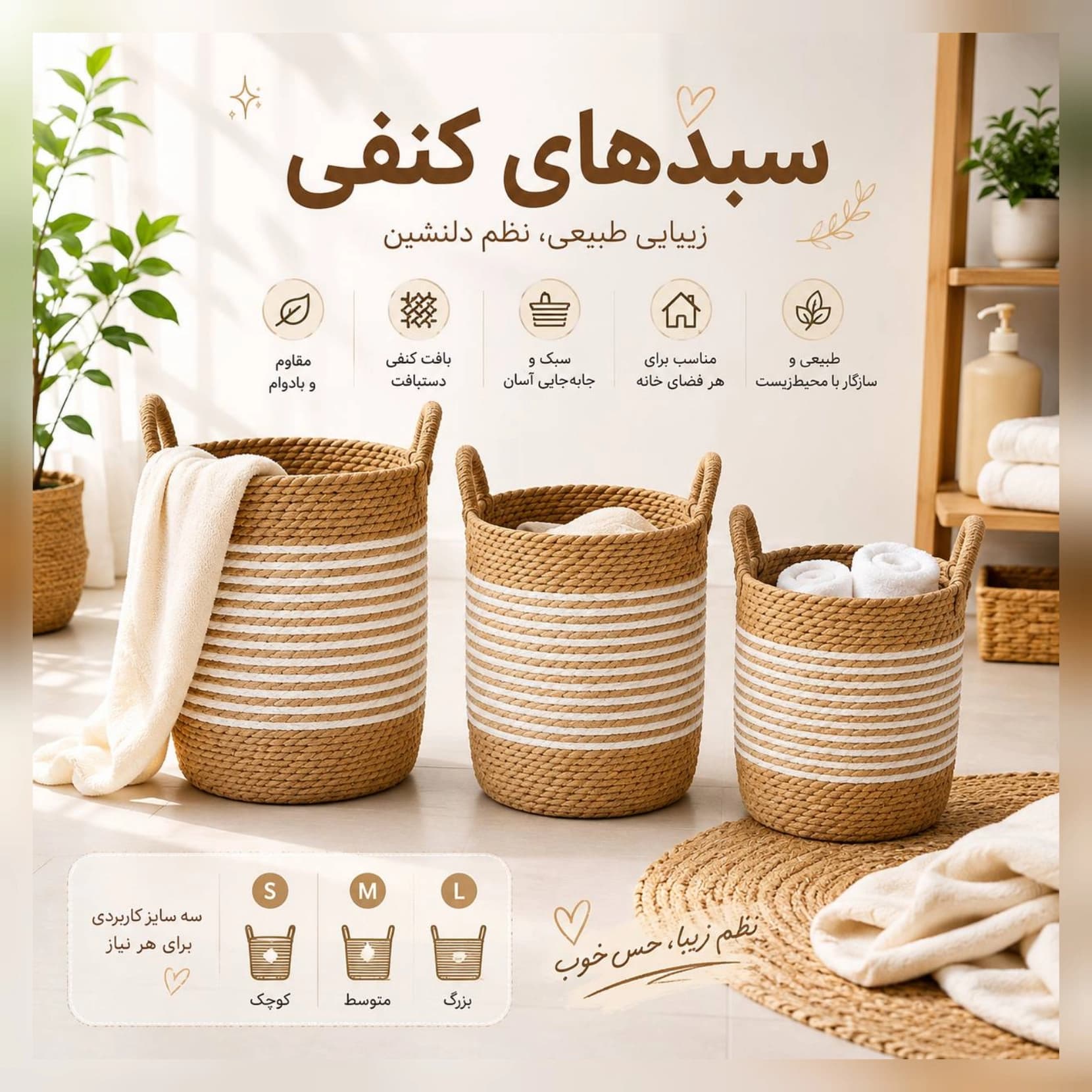 سبد رخت انگلیش هوم ENGLISH HOME کد 202558 دسته دار زنبیلی