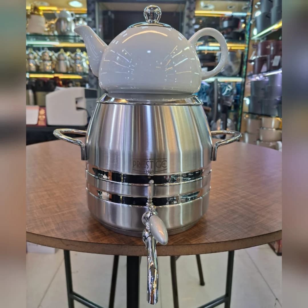 کتری و قوری پرستیژ تمام استیل کف چدن دسته استیل