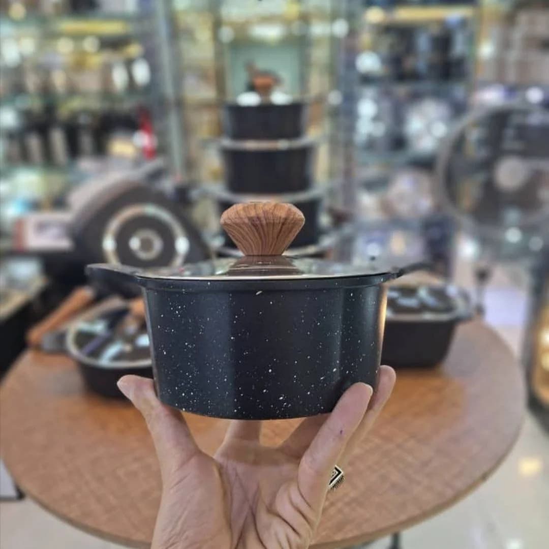 سرویس قابلمه ۱۶ پارچه چدن جدید آلیانس رنگ مشکی — تصویر ۲
