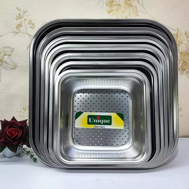 سرویس 7 پارچه آبکش استیل مربع یونیک
