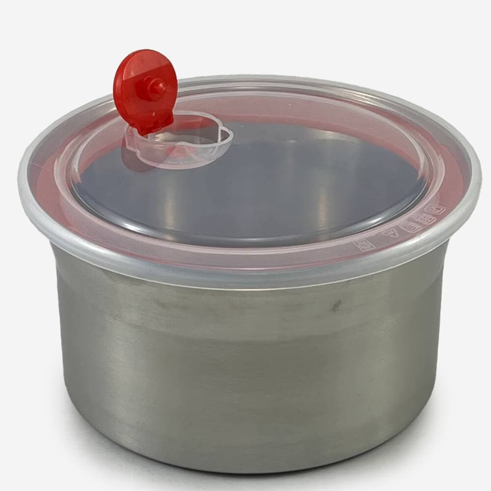 ظرف غذا 3 عددی استیل با درپوش ژله ای سوپاپ دار و واشر سیلیکونی نسوز — تصویر ۴