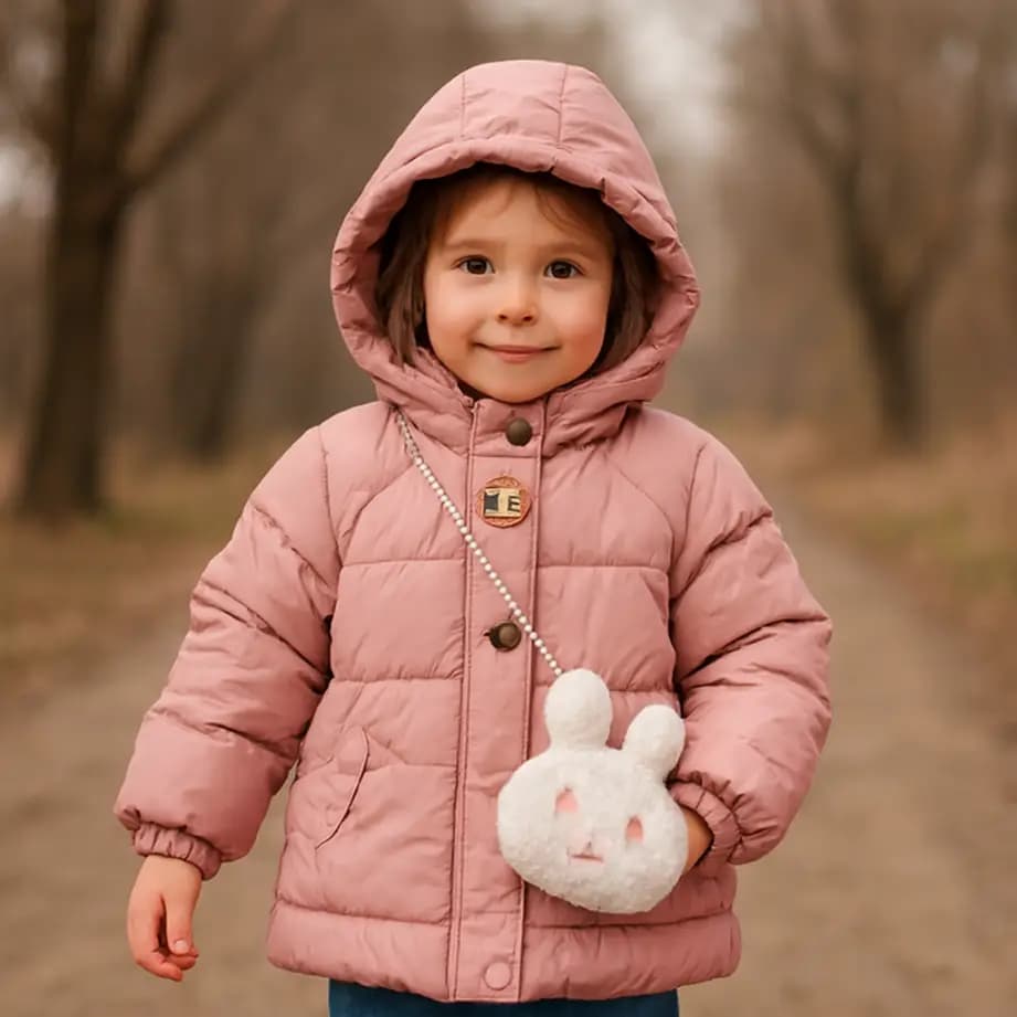 کاپشن دخترانه با اکسسوری خرگوش
