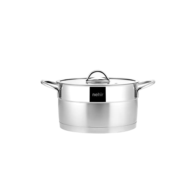 قابلمه استیل ضدزنگ Nehir مدل Silver Mat Trend با قطر ۲۴ سانتی‌متر و ظرفیت ۶٫۳ لیتر، مناسب برای انواع اجاق‌ها از جمله القایی — تصویر ۵