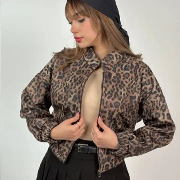 بامبر جکت پلنگی زنانه