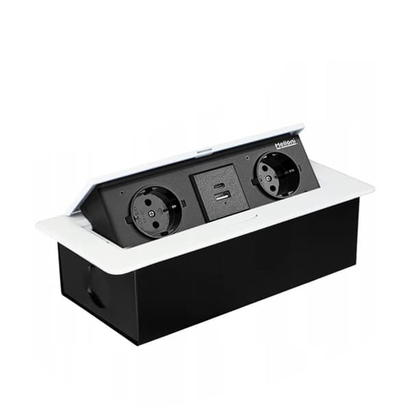 پریز توکار با سیم کشی داخلی (سری جدید ) 2 پریز و 2 پورت USB سفید