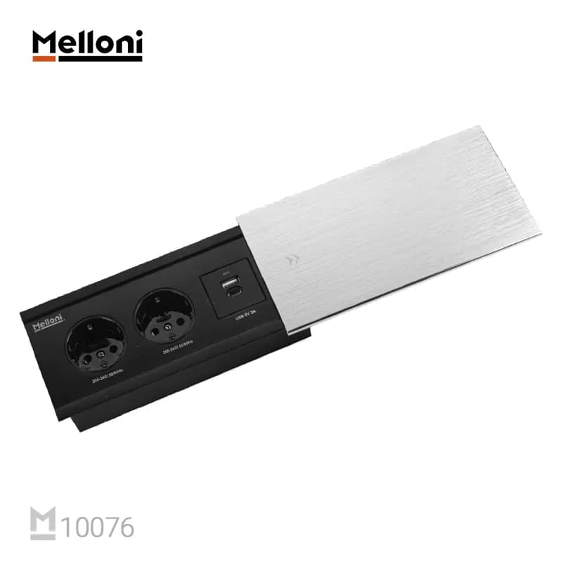 پریز توکار کشوئی ملونی یکطرفه به همراه شارژر USB سیلور خشدار