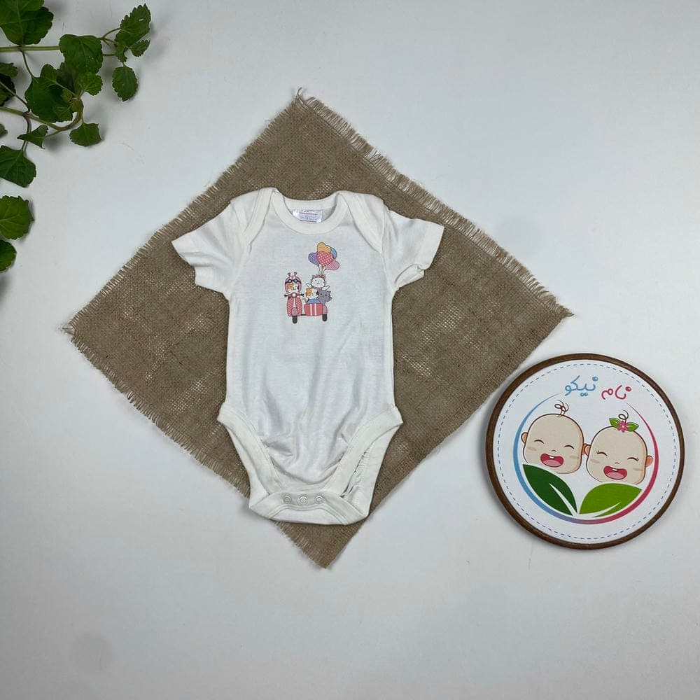 پک سه عددی بادی نوزادی دخترانه آستین کوتاه برند twins طرح دخترک سفید رنگ – 3 تا 6 ماه — تصویر ۴