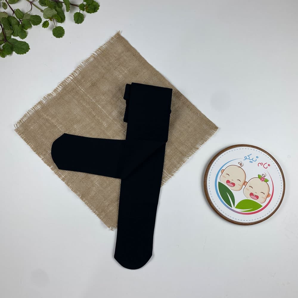 جوراب شلواری دخترانه طرح ساده جورآبی مشکی رنگ – 6 تا 8 سال