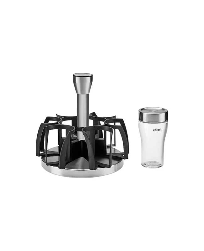 جا ادویه ای پایه شیشه ای گرد خاکستری 6 تایی DANICA کاراجا کد 502000727 — تصویر ۵