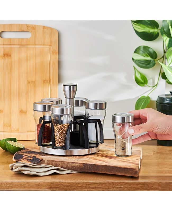 جا ادویه ای پایه شیشه ای گرد خاکستری 6 تایی DANICA کاراجا کد 502000727 — تصویر ۶