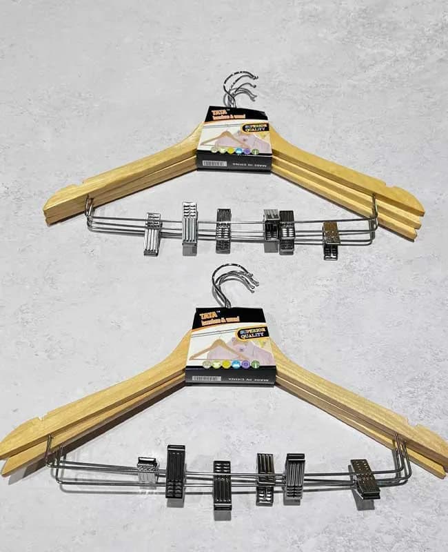 چوب رختی چوبی گیره دار وارداتی کد KIT-586
