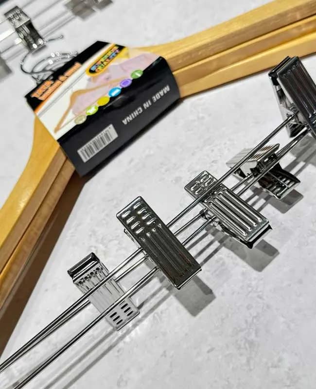 چوب رختی چوبی گیره دار وارداتی کد KIT-586 — تصویر ۲