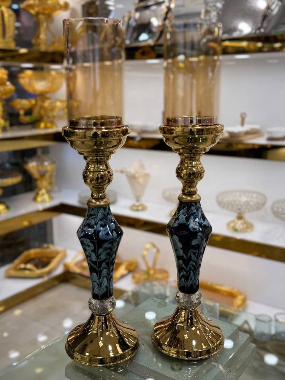 شمعدان مشکی طلایی 7575
