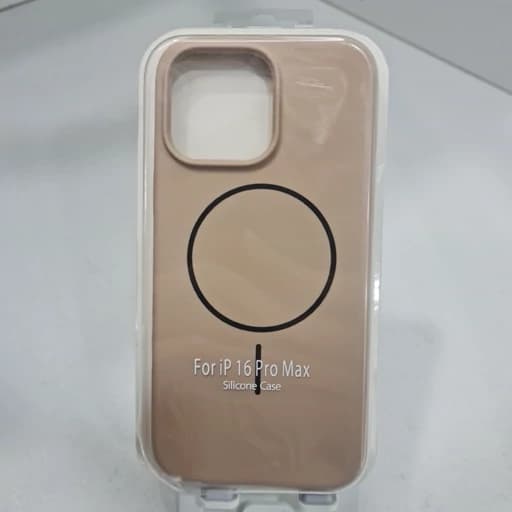 گارد آیفون 16 پرو مکس طرح سیلیکونی مگ سیف اصلی iphon 16 pro max رنگ نسکافه ای