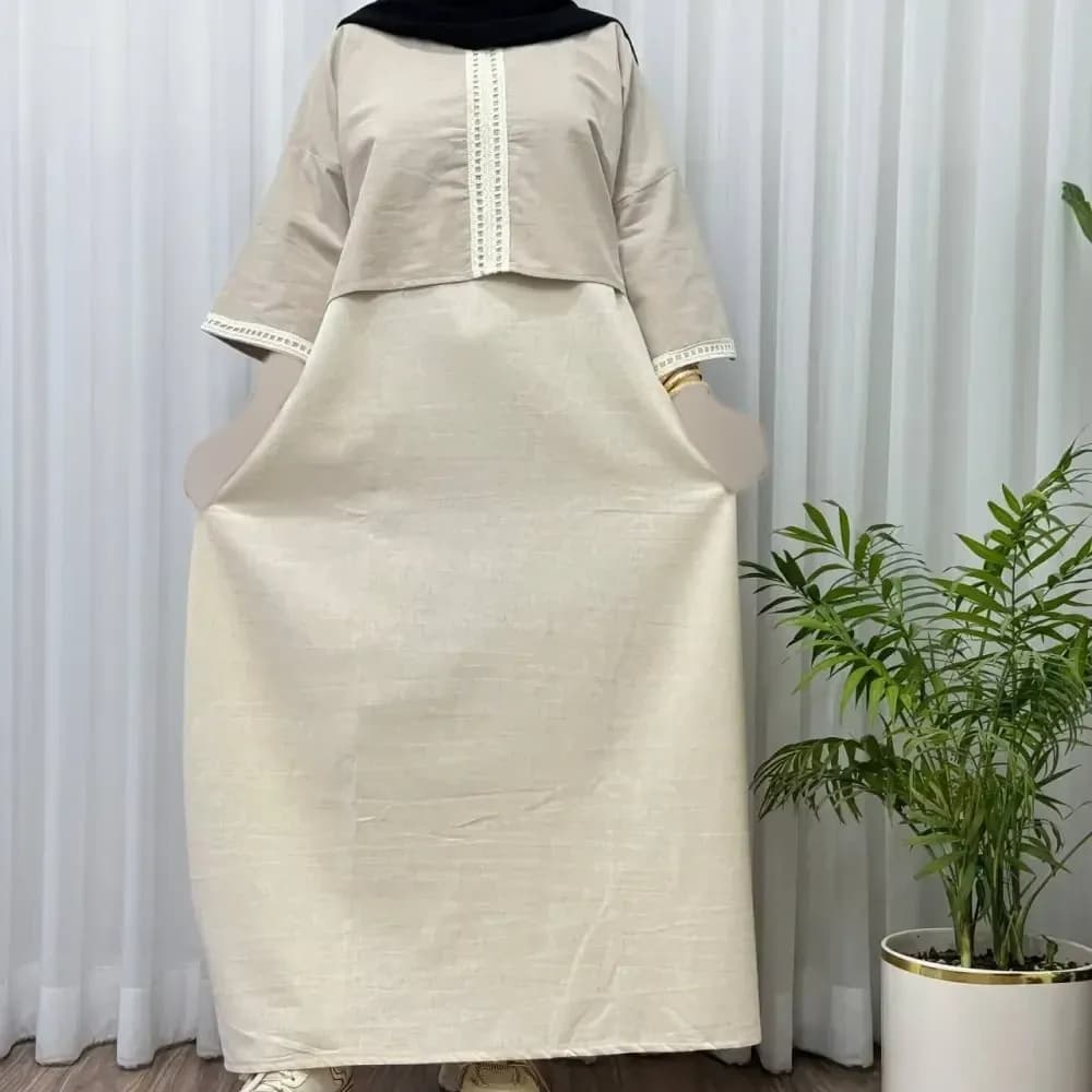 ست سارافون و شومیز لینن زنانه مناسب سایز 38 تا 46 هفت رنگ — تصویر ۶