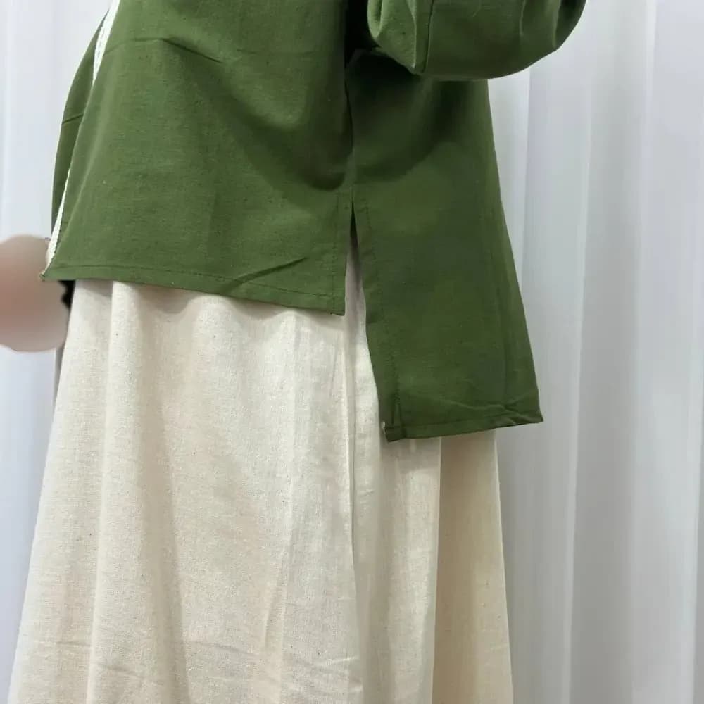 ست سارافون و شومیز لینن زنانه مناسب سایز 38 تا 46 هفت رنگ — تصویر ۵