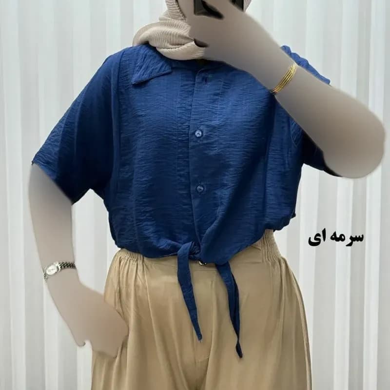شومیز زنانه گره ای مدل کیمونو جنس بابوس فری سایز — تصویر ۵