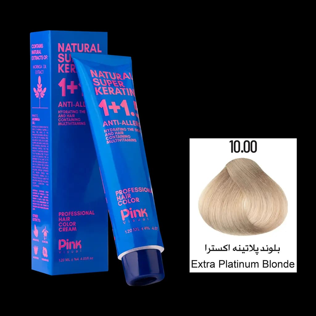 رنگ مو پینک ویژوآل شماره 10.00 رنگ بلوند پلاتینه اکسترا حجم 120 میلی لیتر