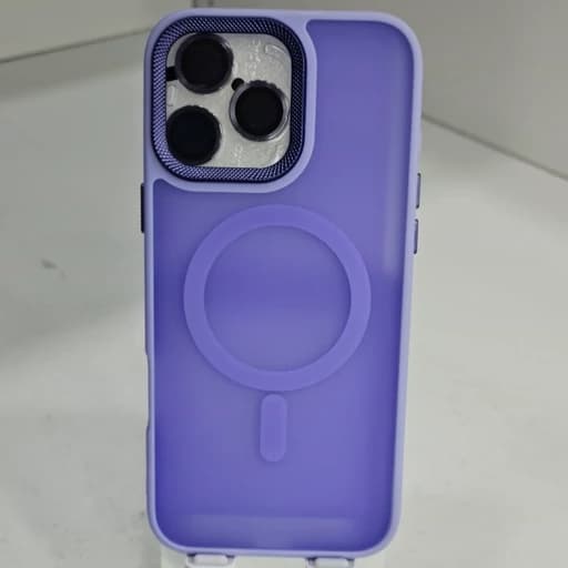 گارد گوشی آیفون 16 پرو مکس مات مگ سیف دار و با محافظ لنز رنگ بنفش iphon 16 pro max