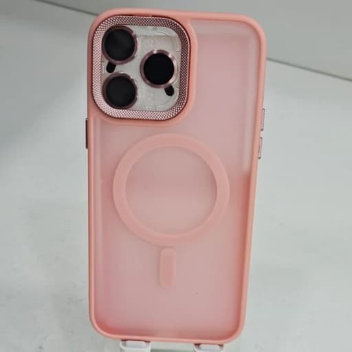 گارد گوشی آیفون 13 پرو مکس مات مگ سیف دار و با محافظ لنز رنگ صورتی iphon 13 pro max