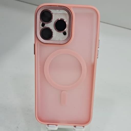 گارد گوشی آیفون 14 پرو مکس مات مگ سیف دار و با محافظ لنز رنگ صورتی iphon 14 pro max
