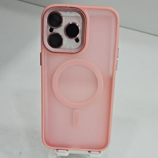 گارد گوشی آیفون 16 پرو مکس مات مگ سیف دار و با محافظ لنز رنگ صورتی iphon 16 pro max