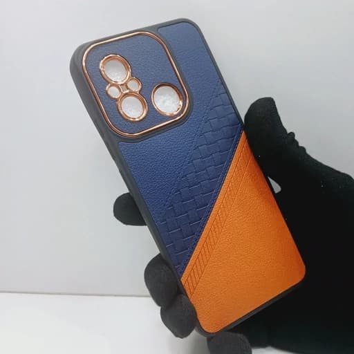 گارد گوشی شیائومی Redmi 12c روکش چرمی محافظ دور لنز قاب و کاور redmi12c ردمی 12 سی آبی