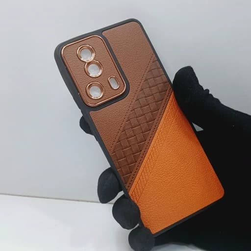 گارد گوشی شیائومی Redmi 13 lite روکش چرمی محافظ دور لنز قاب و کاور redmi13lite ردمی 13 لایت قهوه ای