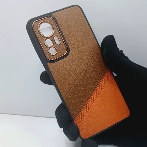گارد گوشی شیائومی Redmi 12 lite روکش چرمی محافظ دور لنز قاب و کاور redmi12lite ردمی 12 لایت قهوه ای