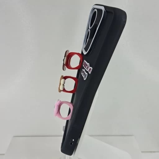 گارد گوشی Redmi 13 عروسکی فانتزی برجسته جا انگشتی مدل پاپ سوکت رنگ مشکی — تصویر ۲