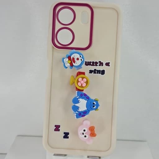گارد گوشی Redmi 13C عروسکی فانتزی برجسته جا انگشتی مدل پاپ سوکت رنگ کرم